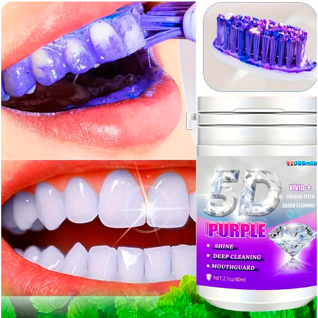Polvo Limpia Dientes 3D Púrpura